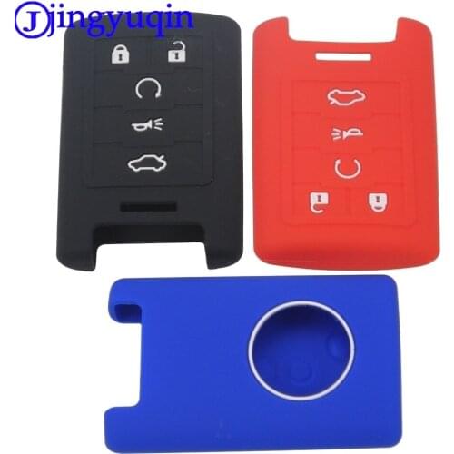 Jingyuqin 5 Buttons Car-Styling Key Silicone Cover Skin For Cadilac ATS SRX DTS CTS STS XTS Chevrolet Smart Remote Key Case
