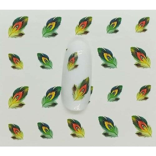 Colored feathers Nail Decorations Art Tips Water Transfers Nail Sticker for Ladies Decals nail art tools E06
