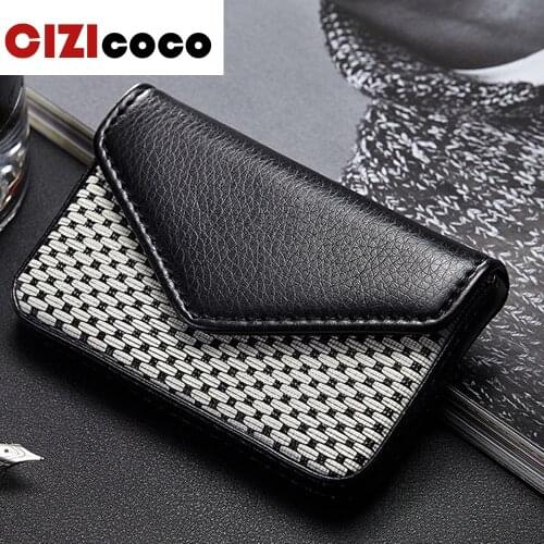 Big Capacity Business Name Card Holder Credit Card Holder Fashion Unisex PU Leather Solid Visit Card Case Metal Wallet