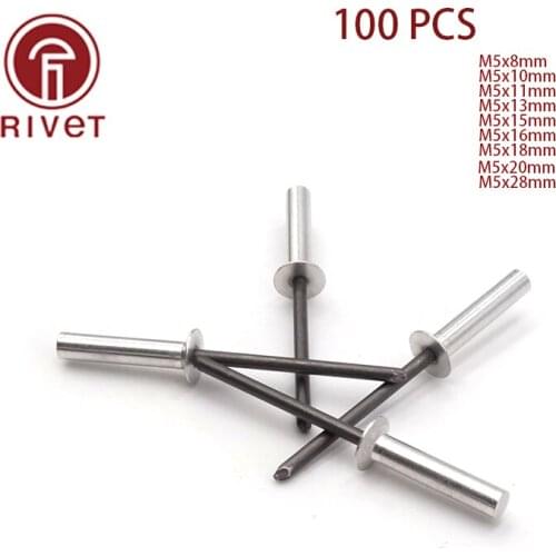 DIN 15974 100pcs M5 Aluminum Countersunk Head Closed End Blind Rivet Sealed Blind Rivet Water Air Tightness Rivets