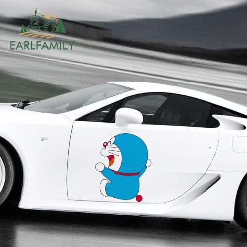 EARLFAMILY 43cm x 35.4cm For Doraemon Car Stickers Vinyl Material Fine Decal Occlusion Scratch Personality Motorcycle Decals