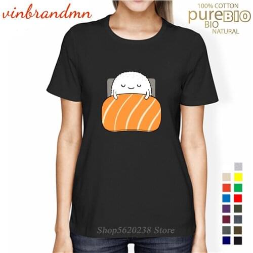 Sleepy Sushi T Shirts Fashion Ladies Tee Tops Funny Sushi Design Print Streetwear tee shirt femme Plus Size t shirt women S-XL