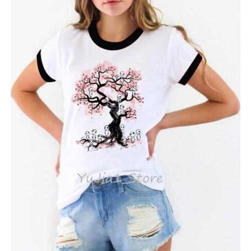 Japanese Studio Ghibli Miyazaki Hayao anime no face totoro Spirit Away t shirt women graphic funny t shirts 80s 90s streetwear