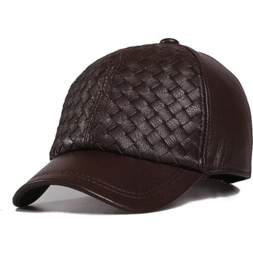 Euro Style 2020 Brand New Sheepskin Hat Unisex Hats Hip Hop Baseball Cap Adjustable Casual Leather Weave Caps For Men Women