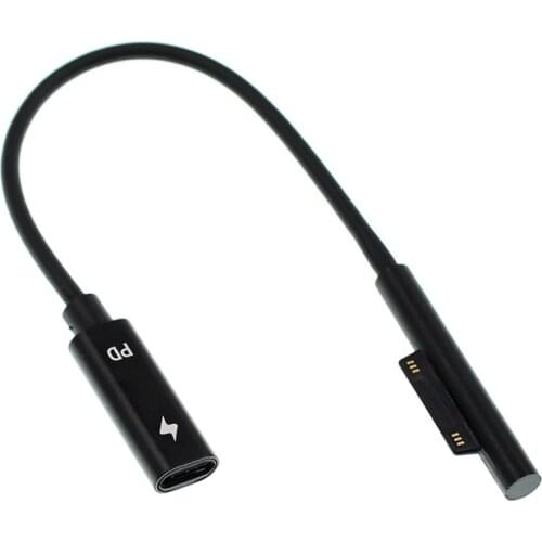 20cm USB Type C Power Supply Magnetic Head Charger 65W 15V 3A PD Fast Charging Cable Cord for Microsoft Surface Pro 3 4 5 6