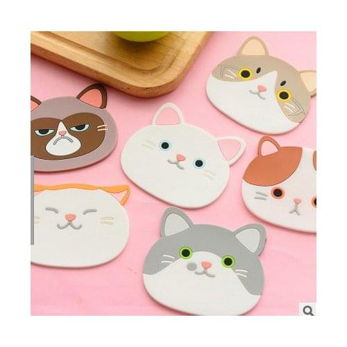 Cutie cat coaster silicone coaster heat proof bowl coaster cutlery coaster cup mat placemats kitchen table silicone placemat