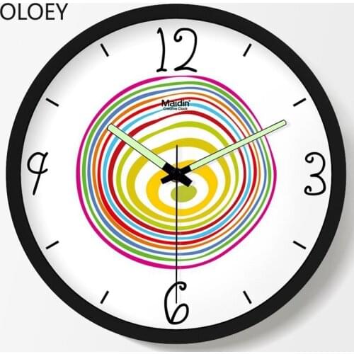 Office Kitchen Wall Clock Modern Design Silent Mechanism Kids Living Room Wall Clock Night Light Pointer Cartoon Bathroom Clock