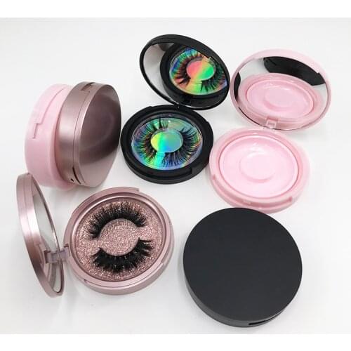Customize Eyelash Packaging Box Empty Black Pink Mirror Case for Strip Mink Lashes