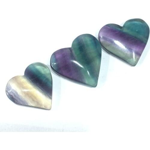 Natural Rainbow Fluorite Crystal Quartz Heart Colorful Heart Love Stone For Gift