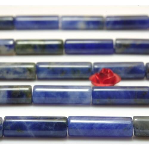 Natural Blue Sodalite Smooth Tube Loose Beads Wholesale Gemstone Semi Precious Stone Bracelet Necklace Diy Jewelry Making Supply