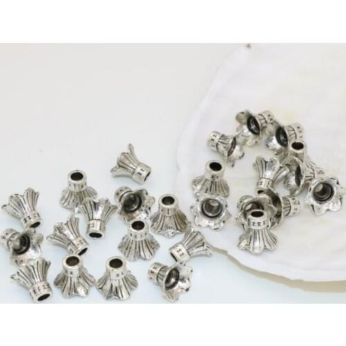 New design Bohemia style 10pcs flower shape silver-color Tibet spacers beads caps accessories 9*11mm jewelry findings B2530