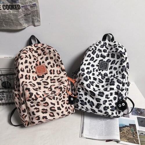 Leopard Students Backpack Womens Fashion Woman Nylon Cloth Campus Style School Bags Brand Designer Female Travel Backpacks