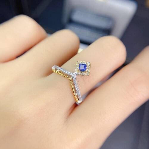 Shilovem 925 silver sterling real Natural sapphire Rings fine Jewelry party Customizable trendy open ring new jcj0303816agl