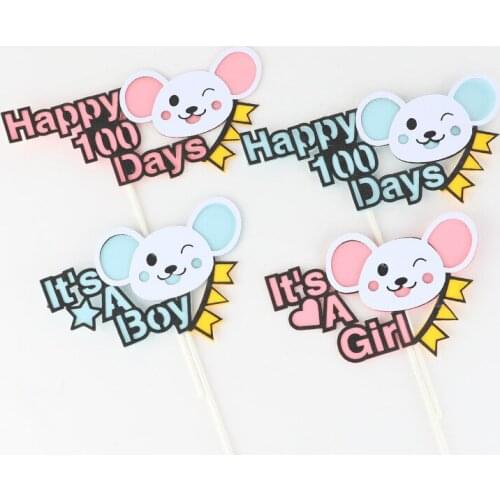 Its a Boy Girl Cupcake Topper Cute 100 Days Happy Birthday Cake Topper For Kids Birthday Party Cake Decorations Baby Shower