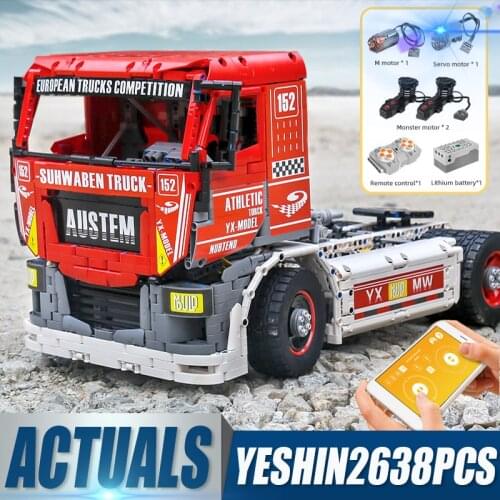 Mould King 13152 High-Tech Remote Control Car MOC-27036 The App Motorized Race Truck Mk II Set Building Blocks Bricks Kids Gifs