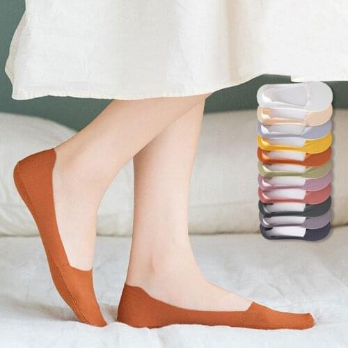 1Pair Women Boat Socks SIlicone Anti-skid Ice Silk Sock Seamless Solid Thin Sock Summer Invisible Fashion Boat Socks