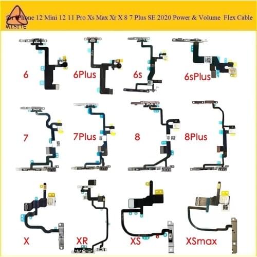 10Pcs Power Flex Cable For iPhone Xs Volume Silent Switch On Off Side Button Flash Light Flex for iPhone X