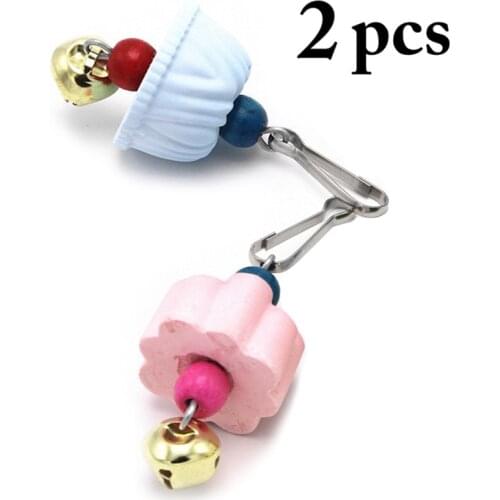 2Pc Pet Hamster Rabbit Bird Chewing Toys Bells Calcium Stone Parrot Hanging Toys Parrot Cage Toys Hanging String Parrot Cage Toy