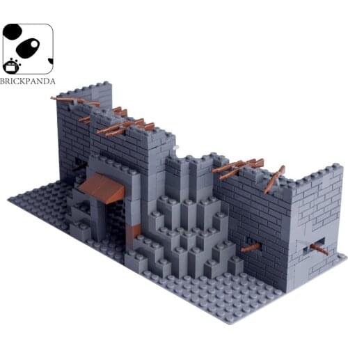 2021 World War 2 WW2 Army Armor Fortress Wall Ruins Military Soldier City Police SWAT Model Building Blocks Bricks Kids Toy