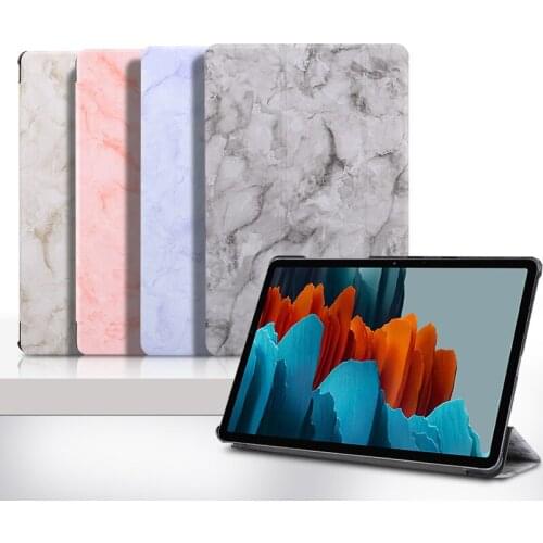 2021 Marble Stand For Samusng Galaxy Tab A7 Lite 8.7'' Case SM-T220 T225 Tri-Fold PC Back Cover Stand Magnetic Folio Cover Coque
