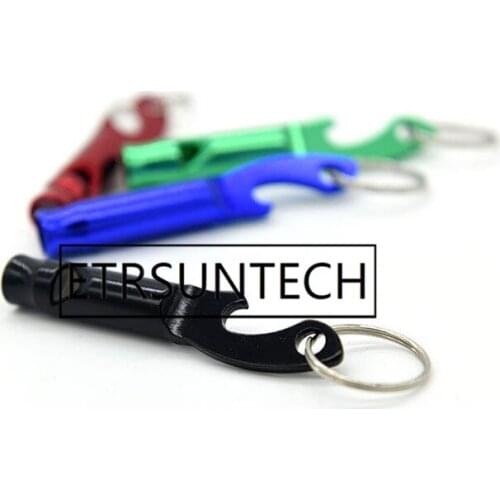 300pcs Portable 4 in 1 Bottle Opener Lovely Whistle Key Ring Chain Keyring Keychain Metal Beer Bar Tool Gift