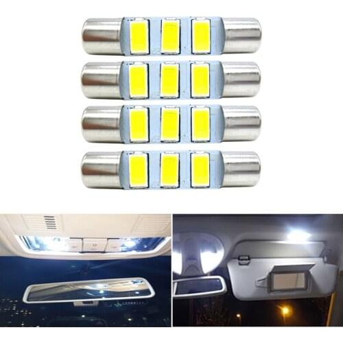 4x Canbus 28mm 29mm Fuse Vanity Mirror Light Bulb For Festoon Auto Interior Sun Visor Vanity Mirror Fuse Light 5 colors