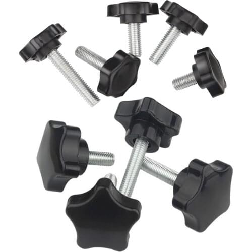 5/10Pcs Plastic Head Thread Star Shape Knurled Thumb Tighten Screw Clamping Grip Knob Screw Wood Plum Bolt M5,M6