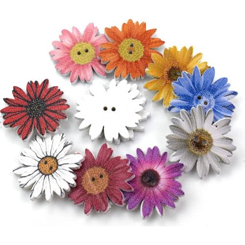 50PCS 25MM Mixed Vintage Painting Wooden Decorative Buttons for Sewing Clothing Scrapbooking Crafts Home Decor