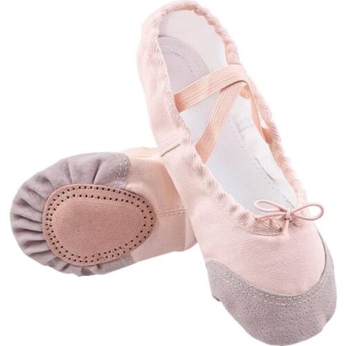 Girls Ballet Shoes Canvas Soft Sole Cloth/Leather Head Ballet Dance Slippers Children Practise Ballerina Shoes Woman Dance Shoes