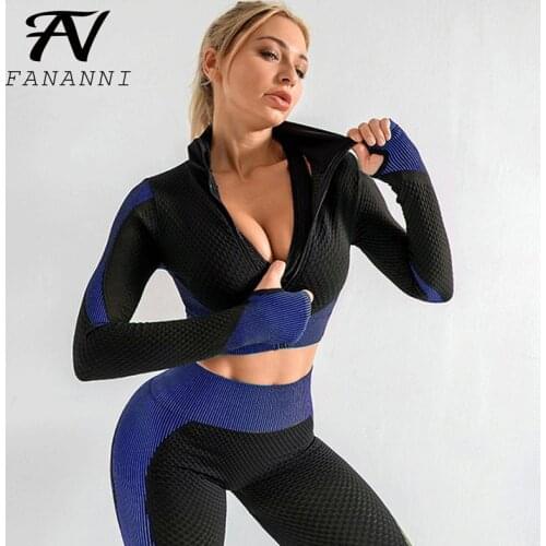 FANANNI Hot Sale Seamless Yoga Clothing Suit Autumn And Winter New Knitted Hip-Lifting Elastic Fitness Sports Yoga Clothing
