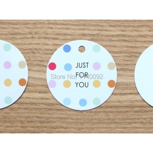 Wholesale Cardboard gift "JUST FOR YOU" hang tag/tags/hangtag,cake Colorful dot Retro Gift Hang tag 500 pcs a lot Free Shipping