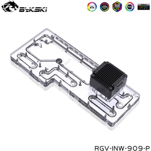 Bykski Distro Plate ,Reservoir For INWIN 909 Computer Case ,RGB Clear Water Cooling Tank,Support Sync Motherboard,RGV-INW-909-P