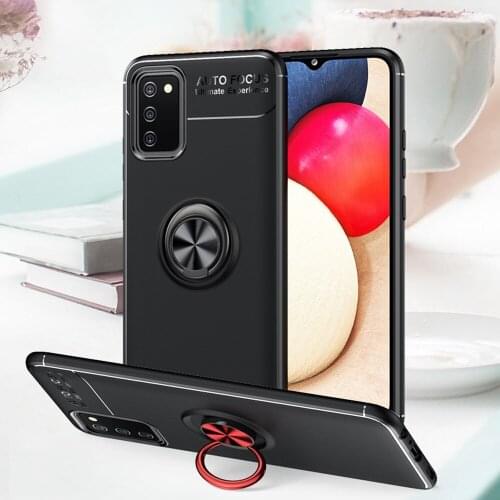 A02 Case For Samsung Galaxy A02 Case Car Holder Stand Magnetic Bracket TPU Cover For Samsung Galaxy A02 Wite Finger Ring Capa