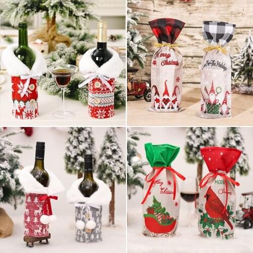 New Year 2022 Christmas Wine Bottle Dust Cover Snowman Xmas Christmas Decoration for Home Navidad Dinner Table Decor Noel Gift