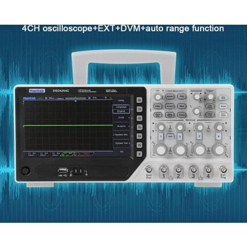 Hantek 4CH Digital Oscilloscope +EXT+DVM+Auto Range Function 80-250MHz Bandwidth 4 channels 1GSa / s record length 64K USB