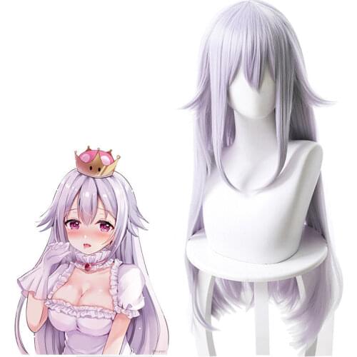 Bowsette Booette Princess Teresa 31" Long Straight Silver White Cosplay Wig + Wig Cap