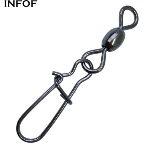 INFOF 100 pcs/lot Fishing Swivel Crane Swivel with Nice Snap Carp Fishing Tool Sea Fish Ice Fishing Tackle