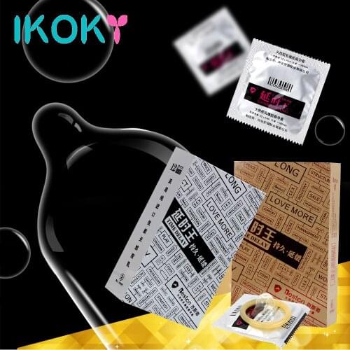 IKOKY 12 Pieces/Box Super Delay Ejaculation Natural Latex Sex Products Penis Rings Spike Condoms Ultra Thin Sex Toys For Men