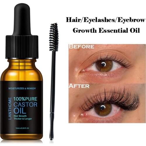 Castor Oil Eyelash Growth,100% Pure Essential Oil Nourishing Thicken Eyelashes Eyebrows Hair Eyelash Growth Serum Enhancer 10ml
