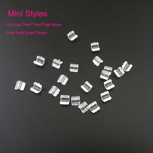 300PCS 7mm*7mm mini Size inner 3mm Clear Plastic Cuffs for puting accessories charms on elastic hair ties DIY hair accessories
