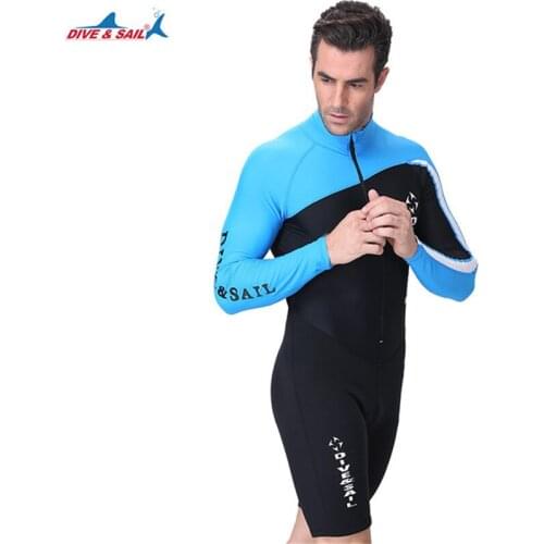Men & Womens Diving One-piece Suits 1.5mm Upper Parts Nylon Lower Neoprene Fabric Thermal Quick Dry Amphibious Swimming Wears