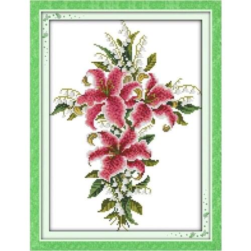 Tulip&cross cross stitch kit cartoon 14ct 11ct count pre print canvas stitching embroidery DIY handmade needlework