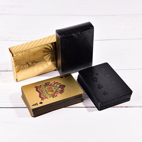 1set Black gold Color Poker Card Sets Deck Poker Waterproof Plastic PVC Playing Cards Set Classic Tricks Tool Poker Games