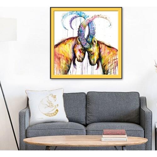Canvas Painting Two Antelopes Confrontation Poster Print Wall Art Wall Pictures for Living Room Decoration Decoracion Para Sala