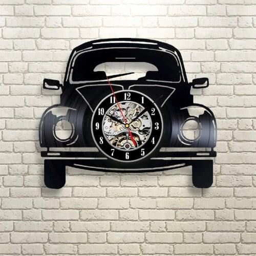 Car Retro Vinyl Record Wall Clock - Decorate your home with Modern Art - Gift for kids, girls and boys saat