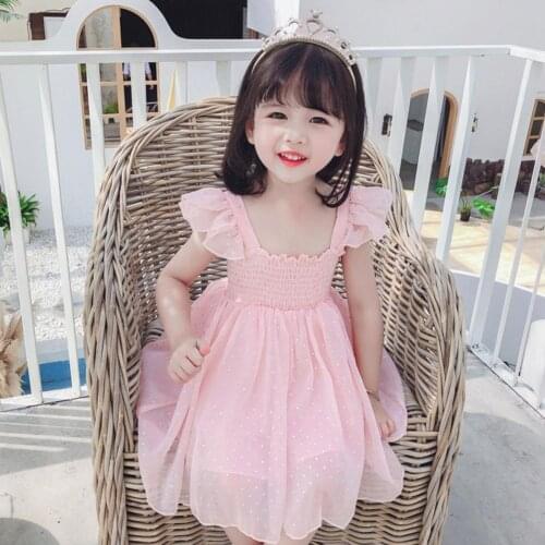 New Summer Toddler Girl Dress Thin Texture High Waist Skin-Friendly Washable Elastic Waistband Soft Children Dresses for Gift