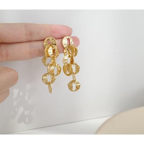 ZDMXJL 2021 New Fashion Womens Earrings Fine Metal Golden Chain Eardrop Earrings For Women Girl Party Jewelry Gifts Wholesale
