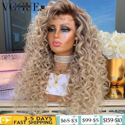 Ombre Curly Human Hair Wig Brazilian Wigs 200 Density 13x4 HD Deep Wave Frontal Wig Ash Blonde Lace Front Wig With Brown Roots