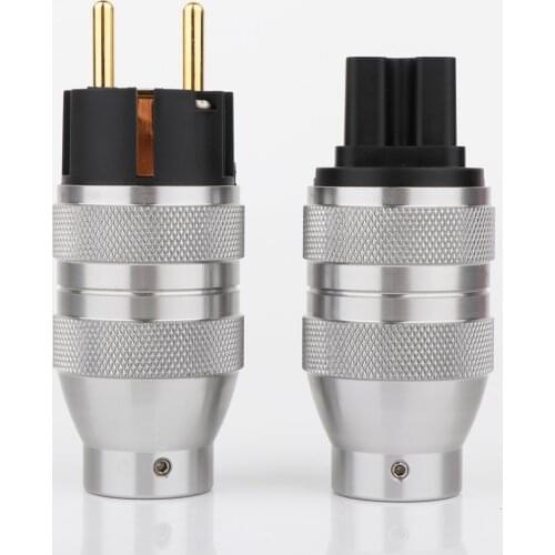 Preffair Gold Plated EU Power Plug IEC Audio Connector HiFi AC Power Cord schuko Plugs For Audiophile DIY US Version Mains Cable