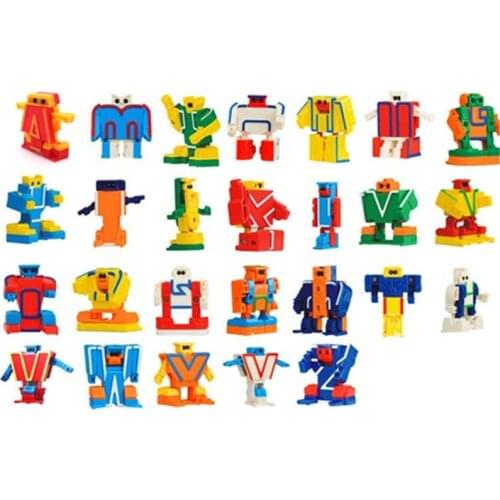 26pcs English Letter robots Deformation Alphabet Transformation robots Puzzle Assembled Robot Educational kids learn English